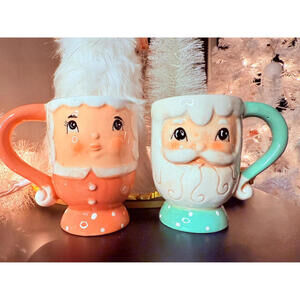 Johanna Parker Mr. & Mrs. Claus Mug Set Retro Christmas Ceramic NEW in Box